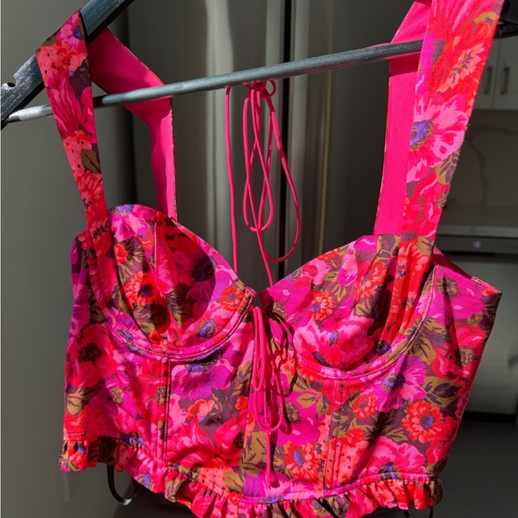 For Love And Lemons Floral Pink Corset Top - Picture 3 of 8